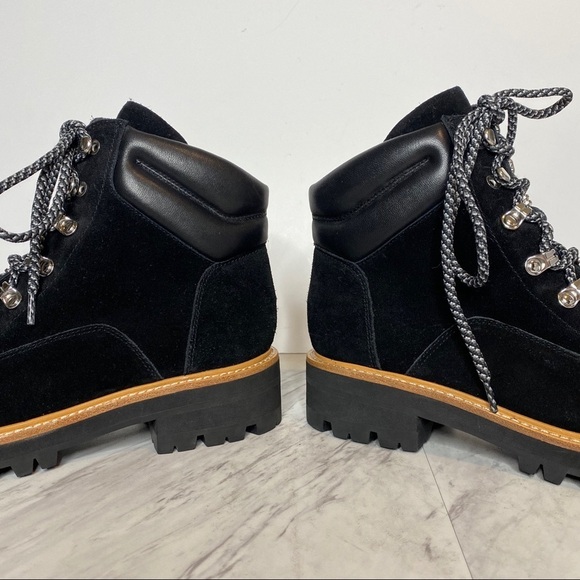 New! Marc Fisher Idaran Black Lug Sole Black Suede Hiker Boot 9M - Picture 7 of 14